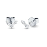 V Shaped Chevron Stud Earring Cubic Zirconia 925 Sterling silver