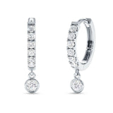 Round Charm Huggie Hoop Earring Cubic Zirconia 925 Sterling Silver