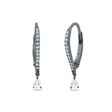 Round & Pear Teardrop CZ Dangle Hoop Leverback Earrings 925 Sterling Silver