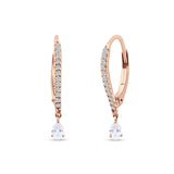 Round & Pear Teardrop CZ Dangle Hoop Leverback Earrings 925 Sterling Silver