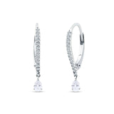 Round & Pear Teardrop CZ Dangle Hoop Leverback Earrings 925 Sterling Silver