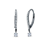 Eternity Round CZ Dangle Hoop Leverback Earrings 925 Sterling Silver