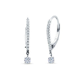 Eternity Round CZ Dangle Hoop Leverback Earrings 925 Sterling Silver