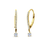 Eternity Round CZ Dangle Hoop Leverback Earrings 925 Sterling Silver