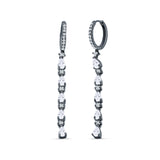 Drop Dangle Oblong Hoop Earring Pear Cubic Zirconia 925 Sterling Silver