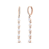 Drop Dangle Oblong Hoop Earring Pear Cubic Zirconia 925 Sterling Silver