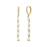 Drop Dangle Oblong Hoop Earring Pear Cubic Zirconia 925 Sterling Silver