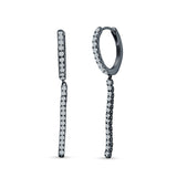 Round 39mm Drop Dangle Hoop Earring Cubic Zirconia 925 Sterling Silver