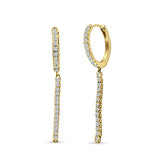 Round 39mm Drop Dangle Hoop Earring Cubic Zirconia 925 Sterling Silver