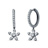Dangle Drop Floral Star Hoop Earrings Cubic Zirconia 925 Sterling Silver