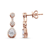 Drop Dangle 19mm Pear Stud Earrings Cubic Zirconia 925 Sterling Silver