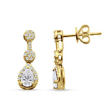 Drop Dangle 19mm Pear Stud Earrings Cubic Zirconia 925 Sterling Silver