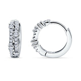Minimalist 12.7mm Round Cubic Zirconia Hoop Earrings 925 Sterling Silver