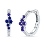 Minimalist 12.7mm Round CZ & Blue Sapphire CZ Hoop Earrings 925 Sterling Silver
