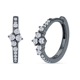 Minimalist 12.7mm Round Cubic Zirconia Hoop Earrings 925 Sterling Silver