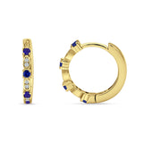Minimalist 18mm Round Cluster CZ & Blue Sapphire CZ Hoop Earrings 925 Sterling Silver
