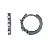 Minimalist 18mm Round Cluster Cubic Zirconia Hoop Earrings 925 Sterling Silver