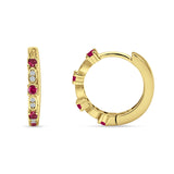 Minimalist 18mm Round Cluster CZ & Ruby CZ Hoop Earrings 925 Sterling Silver