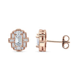 Floral 10.3mm Multistone Stud Earrings Cubic Zirconia 925 Sterling Silver