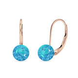 Round 6mm Lab Created Opal Leverback Earrings 925 Sterling Silver