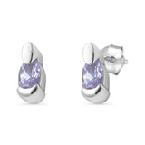 Minimalist 8mm Oval Lavender CZ Stud Earrings Vintage Style 925 Sterling Silver