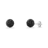 Minimalist 8mm Full Ball Stud Earrings Black CZ 925 Sterling Silver