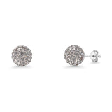 Minimalist 8mm Full Ball Stud Earrings Light Gray CZ925 Sterling Silver