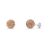 Minimalist 8mm Full Ball Stud Earrings Light Colorado Topaz CZ 925 Sterling Silver