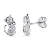 Cat Bow Stud Earrings Cluster Cubic Zirconia 925 Sterling Silver