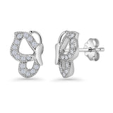 Minimalist 10mm Butterfly Stud Earrings Cubic Zirconia 925 Sterling Silver