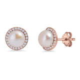 Round Pearl Stud Earrings
