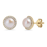 Round Pearl Stud Earrings