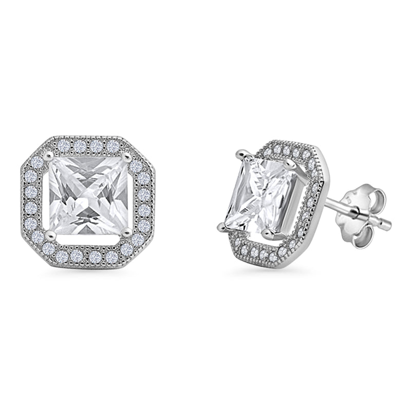 Princess Cut Stud Earrings