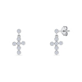 Cross Drop Earrings 21mm Cubic Zirconia 925 Sterling Silver
