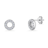 Minimalist 5.5mm Circle Stud Earrings Halo Cubic Zirconia 925 Sterling Silver