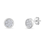 Minimalist 4.5mm Round Stud Earrings Cluster Cubic Zirconia 925 Sterling Silver