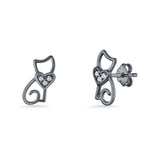 Heart Cat Stud Earring