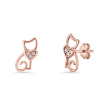 Heart Cat Stud Earring