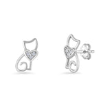 Heart Cat Stud Earring