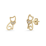 Heart Cat Stud Earring