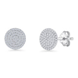 Round Studs Earrings Cluster Cubic Zirconia 925 Sterling Silver
