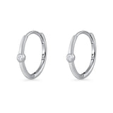 Solitaire 15mm Cubic Zirconia Huggie Hoop Earrings 925 Sterling Silver