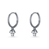 Trio CZ Dangle Drop Hoop Earring