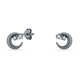 Crescent Moon & Star Stud Earrings