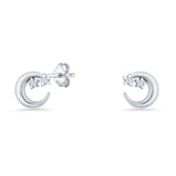 Crescent Moon & Star Stud Earrings
