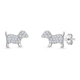 Minimalist 6.9mm Puppy Dog Stud Earring Cluster Cubic Zirconia 925 Sterling Silver