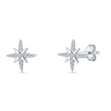 Minimalist 10.2mm Star Stud Earring Cubic Zirconia 925 Sterling Silver