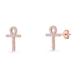 Ankh Cross Stud Earrings