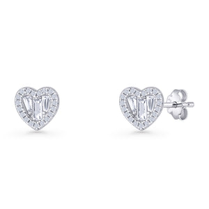 Heart CZ Stud Earrings