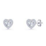 Heart CZ Stud Earrings